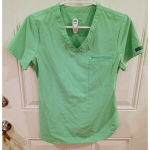 MedCouture Peaches Women's Green Cotton Blend Scrubs Set S Top & Pants Solid